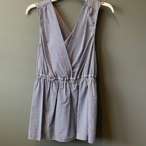 Banana Republic navy gingham top, keyhole back, size small